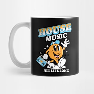 HOUSE MUSIC  - Retro Mascot All Life Long (white/orange/blue) Mug